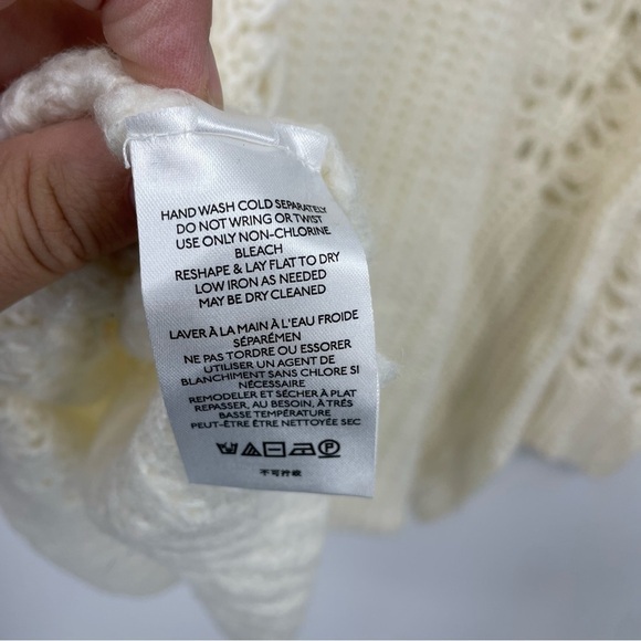 Anthropologie Pilcro Devenne Pointelle Sweater cream white Sz M - Picture 6 of 9